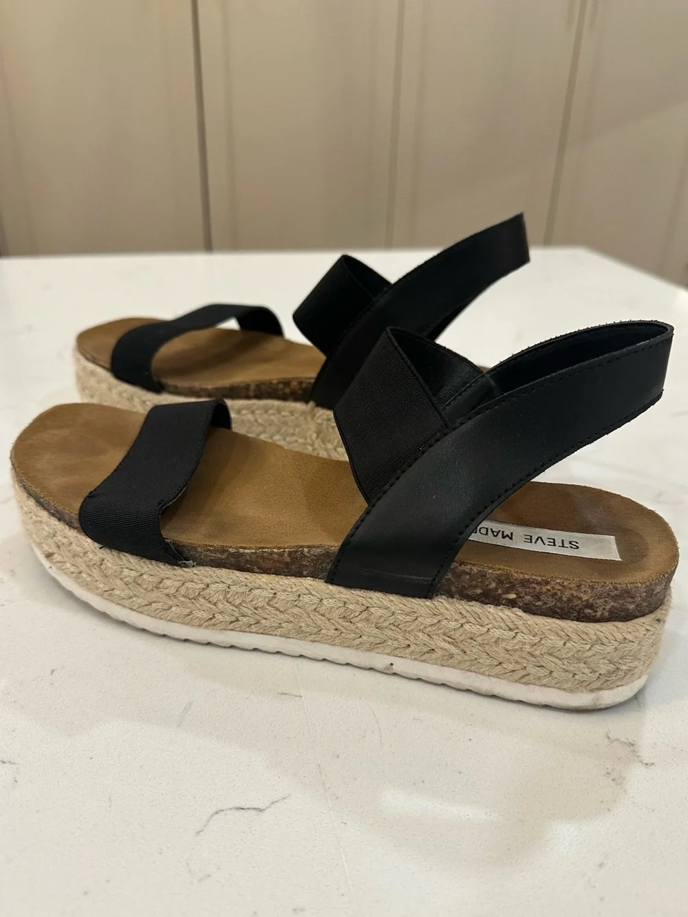 Steve Madden Black Espadrille Platform Sandals-8